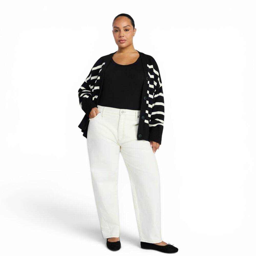 New Size 18W Terra & Sky Women’s High Rise Barrel Jeans Built In Tummy Control